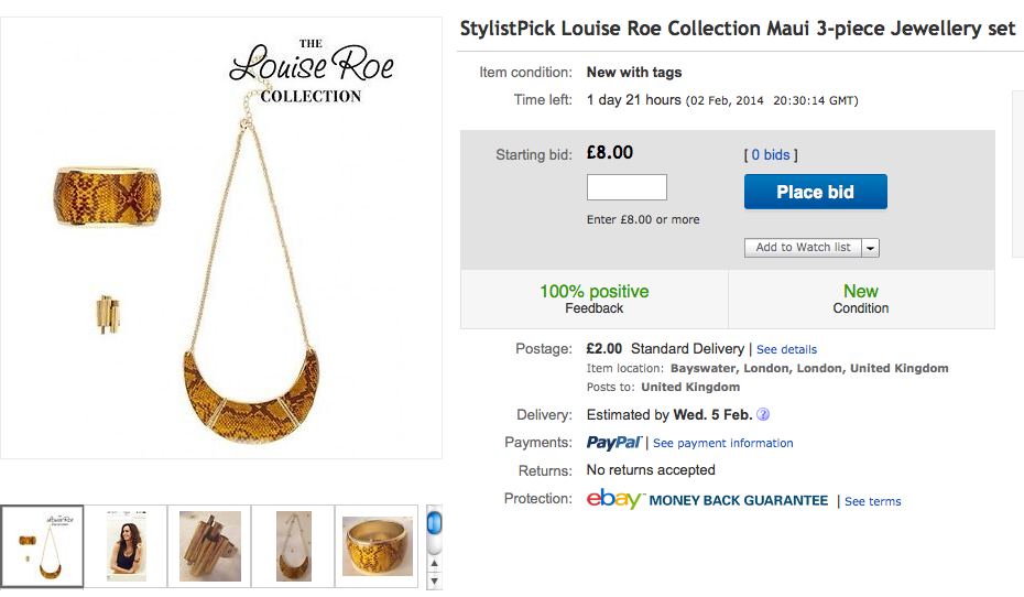 ebay sale: Louise Roe jewellery set